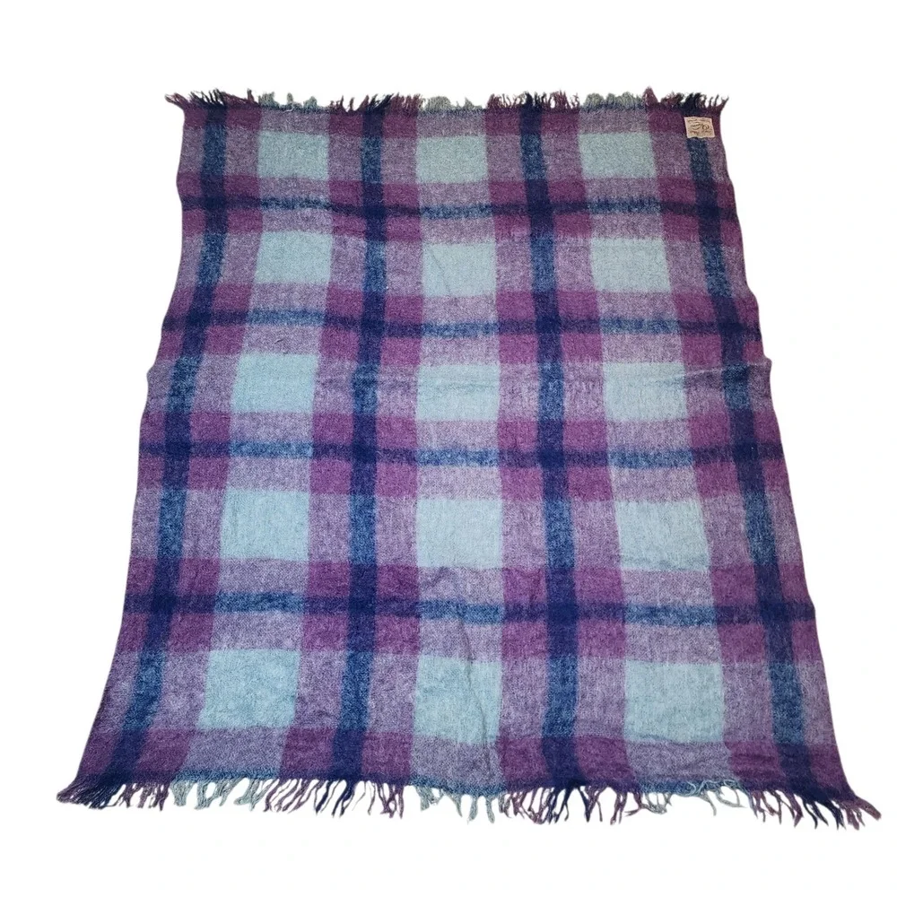 Onkaparinga Empress Mohair Wool Blanket Plaid Vintage Australia 54x66